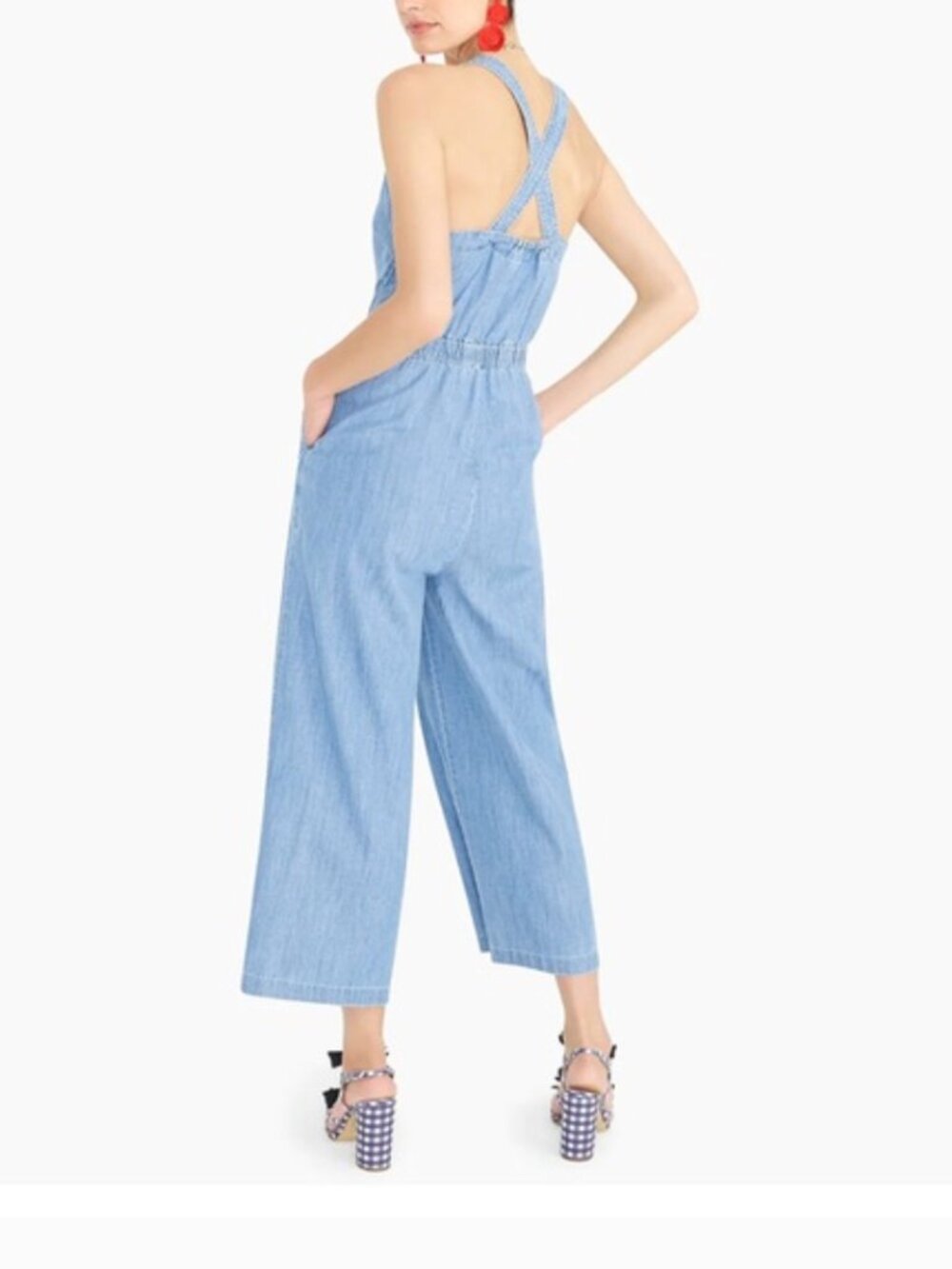 J.crew Cross-back DENIM JUMPSUIT Mamamia Overalls - Light Blue